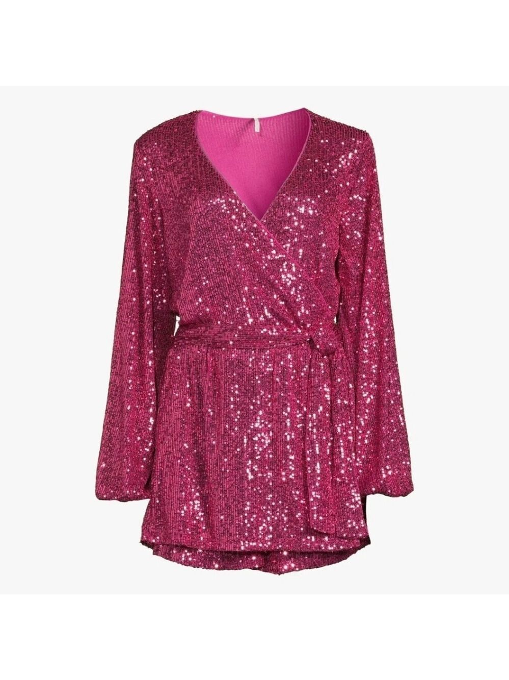 Free People Fuchsia Sequin Wrap Romper